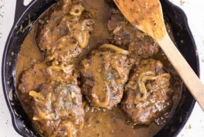 Thumbnail for Hamburger Steak with Onions and Gravy Recipe