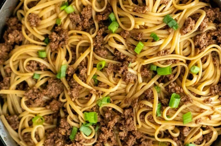 Mongolian-Ground-Beef-Noodles-Recipe